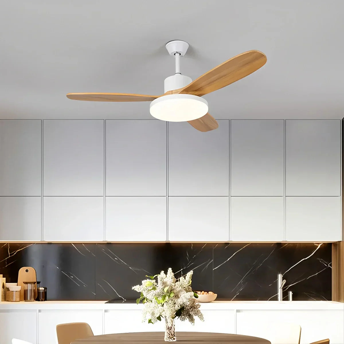 3 Wood Blade Ceiling Fan with Light | Desfino