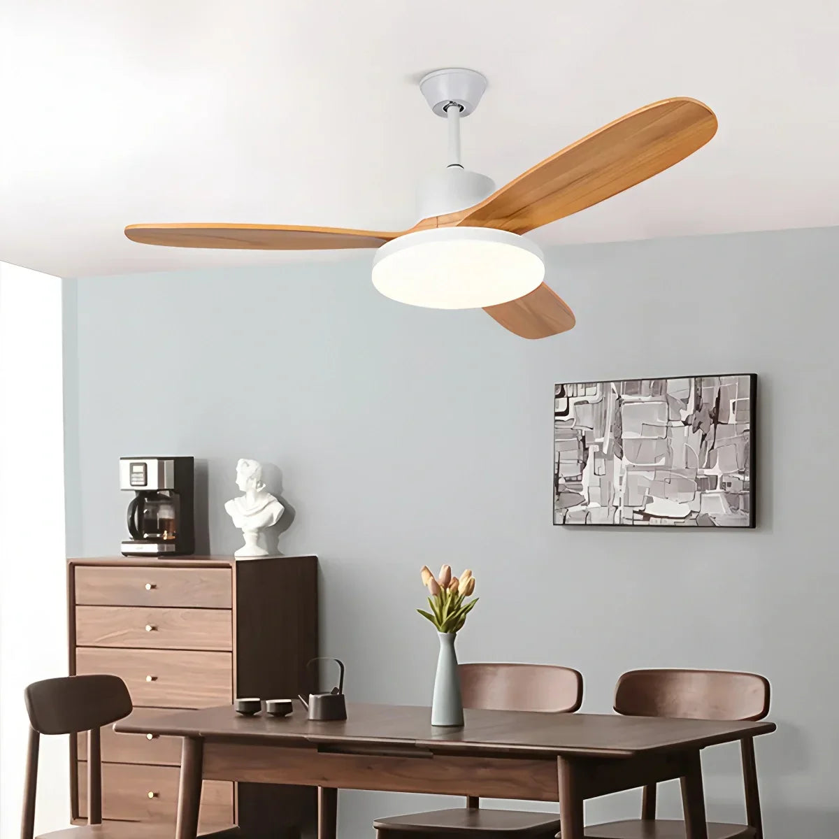 3 Wood Blade Ceiling Fan with Light | Desfino