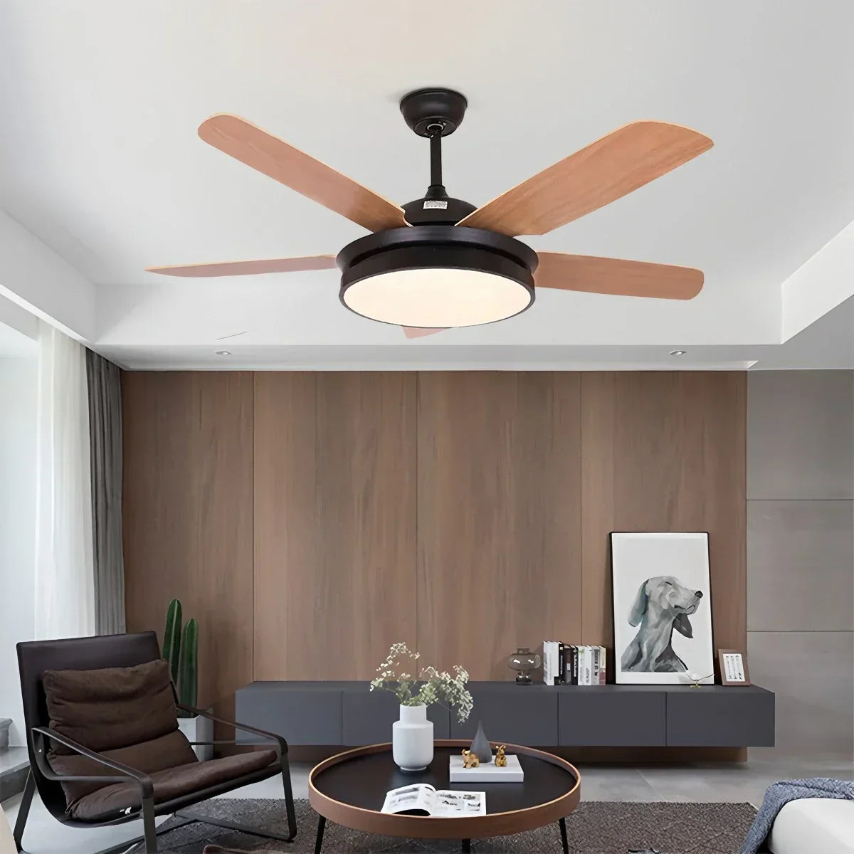 Deckenventilator mit 5 Flügeln und Licht fürs Wohnzimmer | Desfino