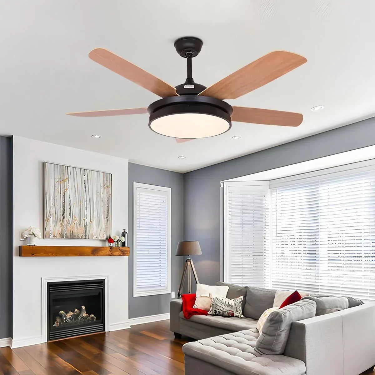 Deckenventilator mit 5 Flügeln und Licht fürs Wohnzimmer | Desfino