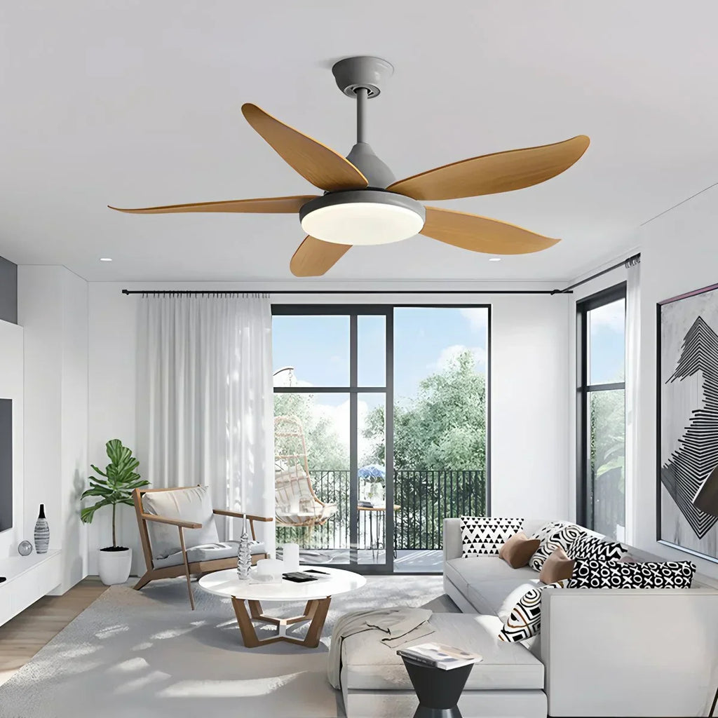 Moderner Deckenventilator mit 5 Flügeln und Lampe | Desfino