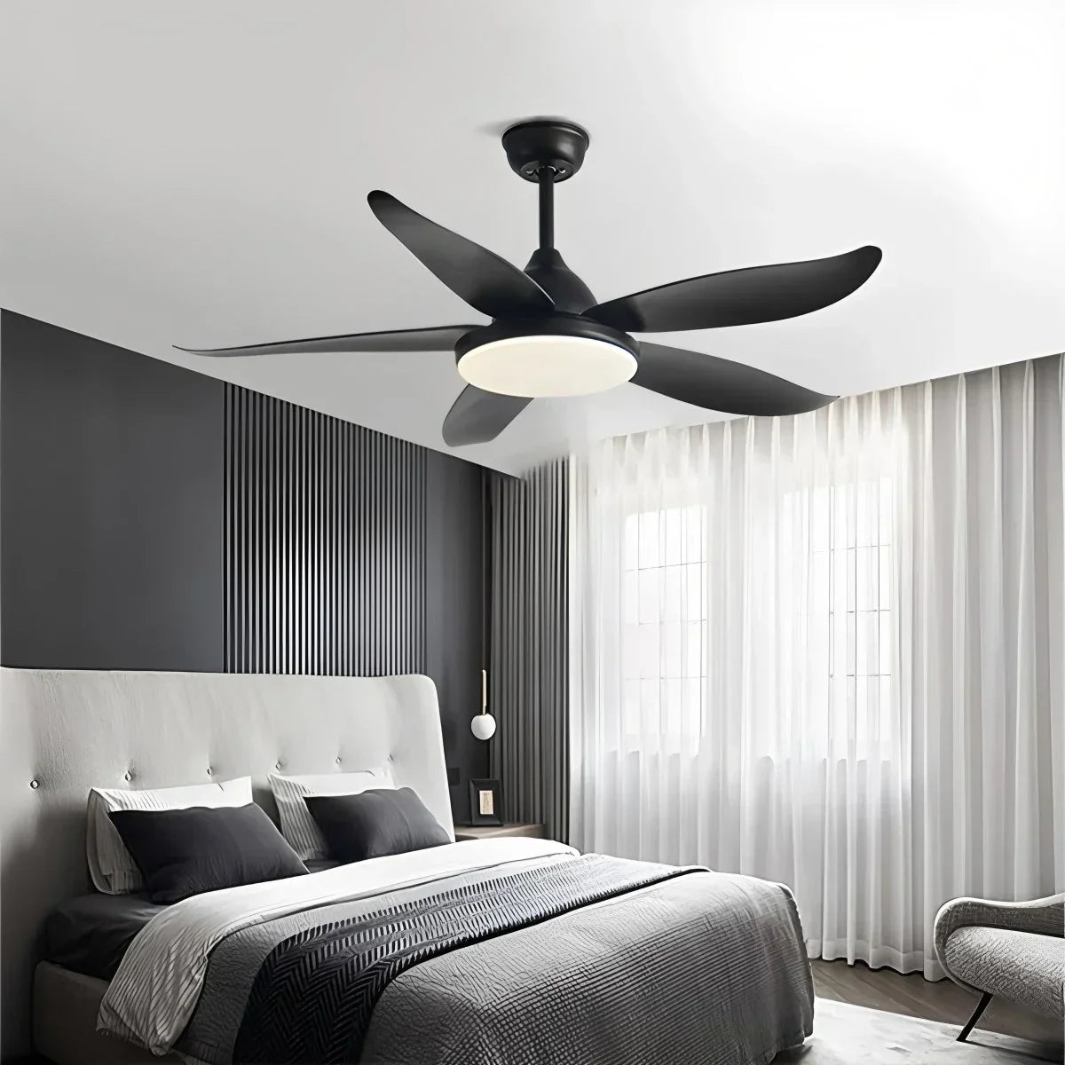 Moderner Deckenventilator mit 5 Flügeln und Lampe | Desfino