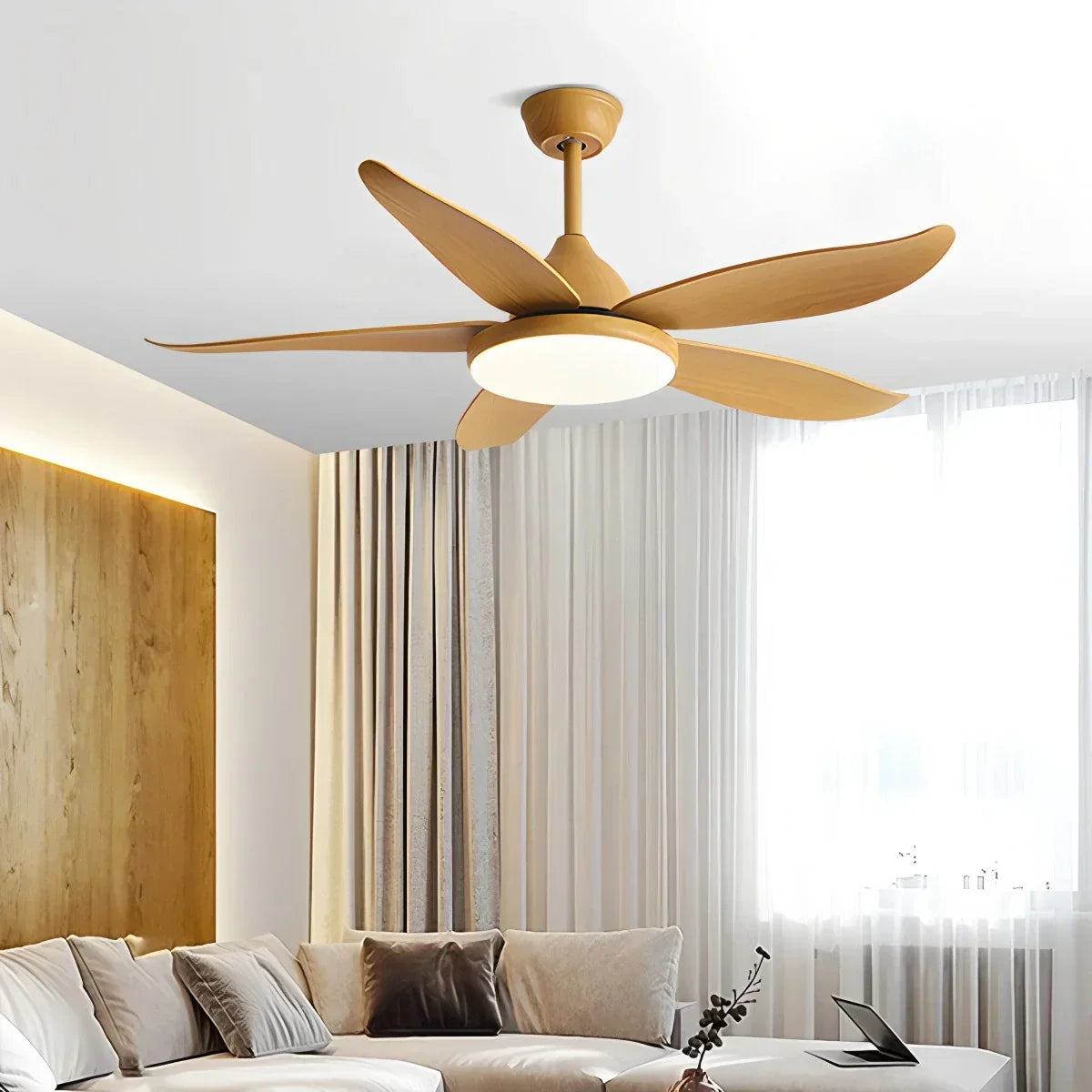 Moderner Deckenventilator mit 5 Flügeln und Lampe | Desfino