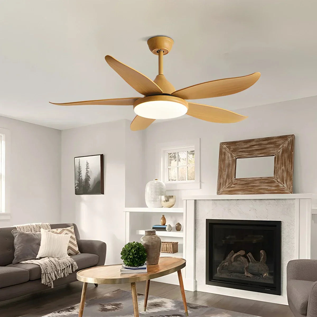 Moderner Deckenventilator mit 5 Flügeln und Lampe | Desfino