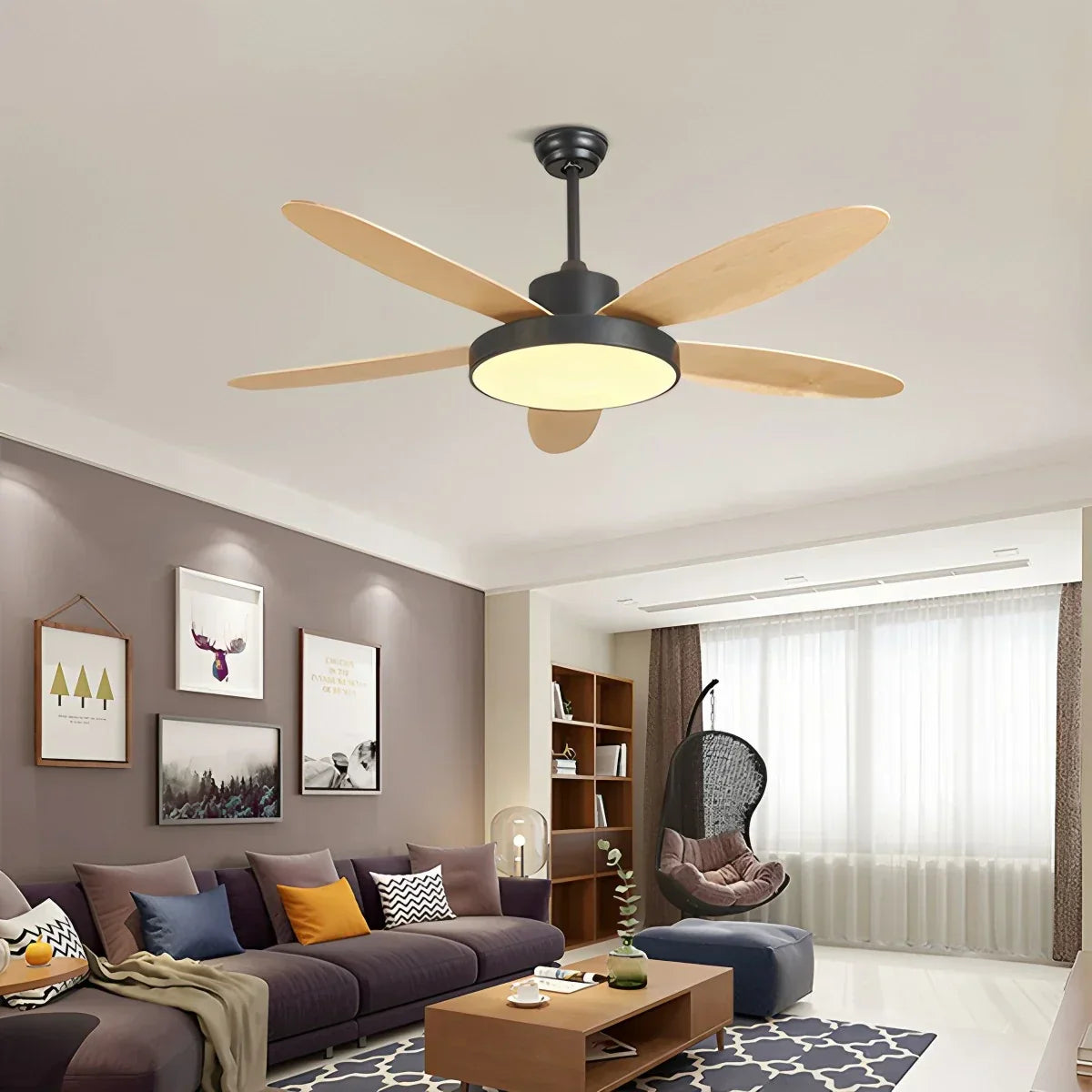 Moderner Deckenventilator mit 5 Flügeln und Lampe fürs Wohnzimmer | Desfino