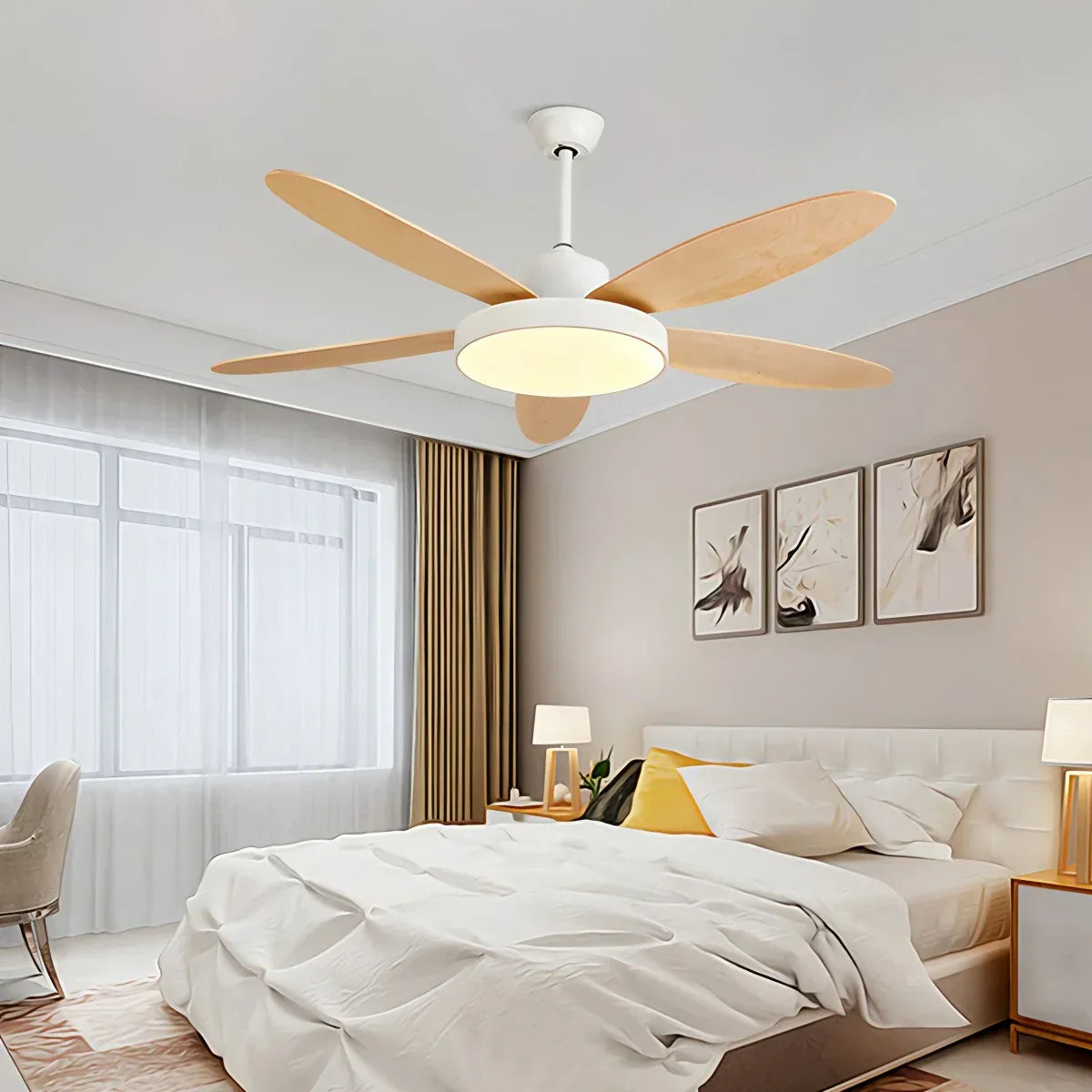Moderner Deckenventilator mit 5 Flügeln und Lampe fürs Wohnzimmer | Desfino