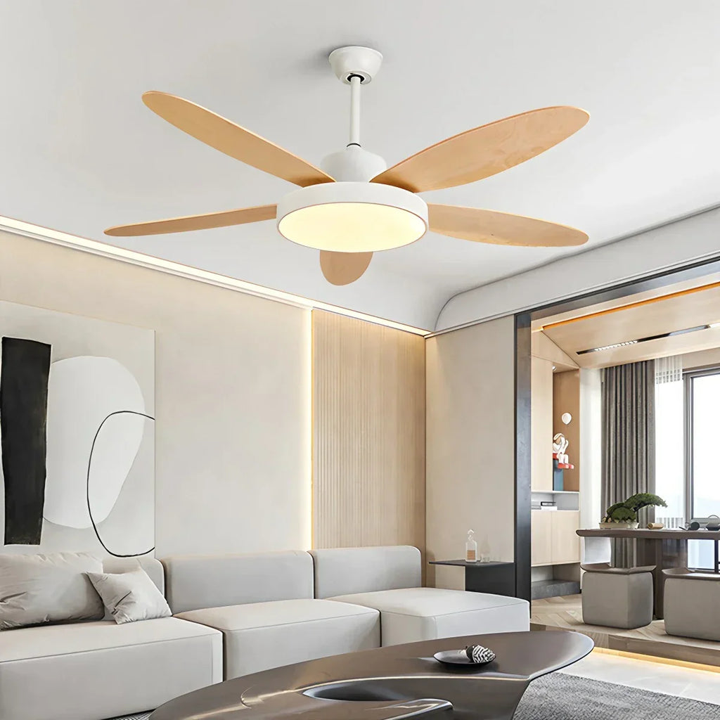 Moderner Deckenventilator mit 5 Flügeln und Lampe fürs Wohnzimmer | Desfino