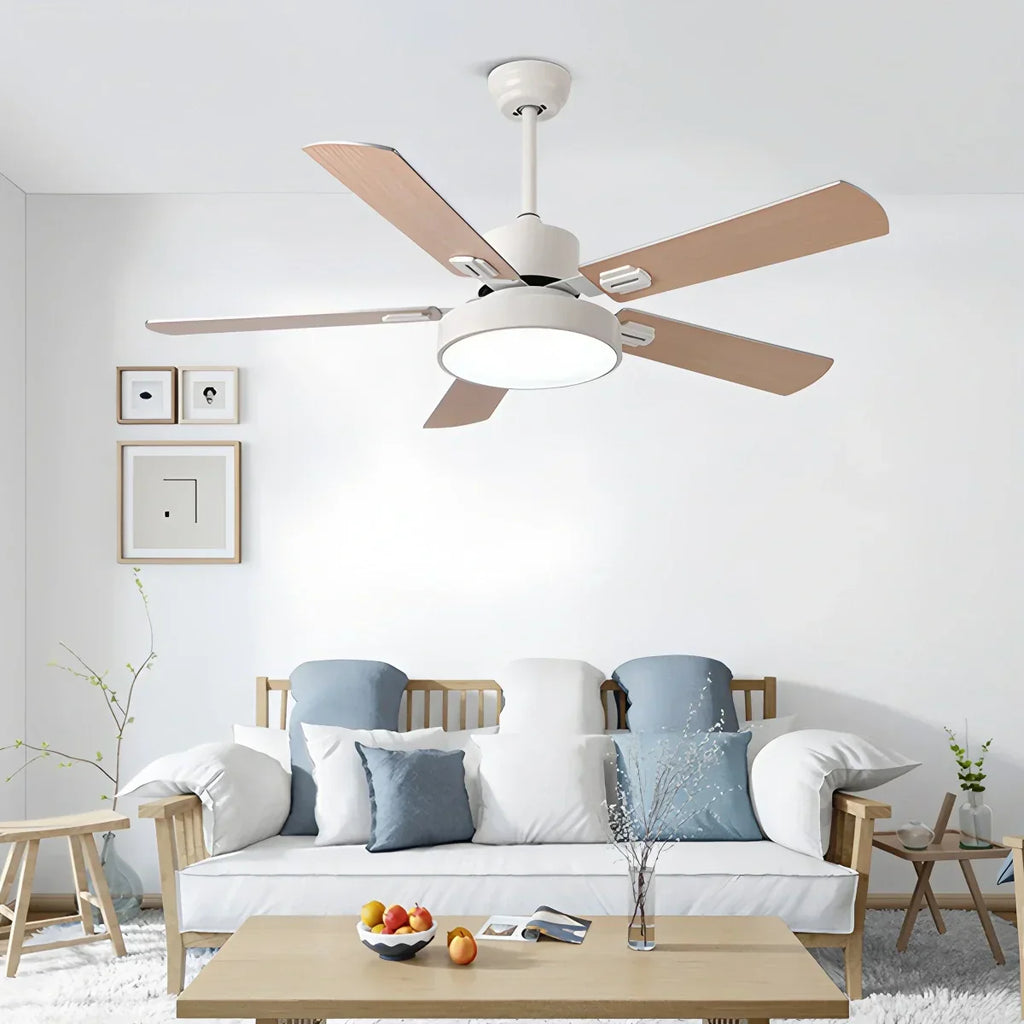 Vintage-Deckenventilator mit 5 Flügeln und Licht fürs Wohnzimmer | Desfino