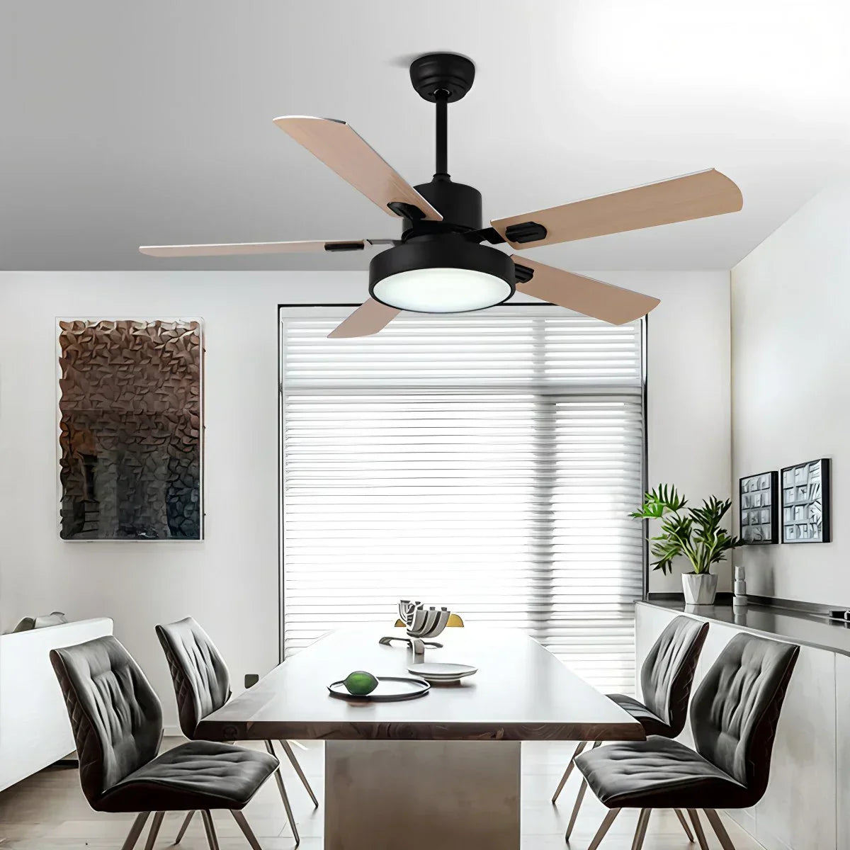 Vintage-Deckenventilator mit 5 Flügeln und Licht fürs Wohnzimmer | Desfino