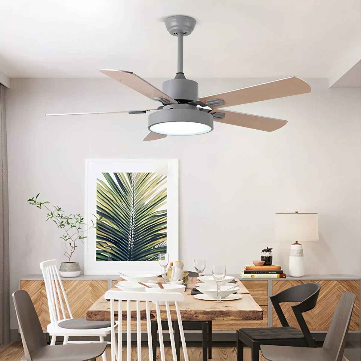 Vintage-Deckenventilator mit 5 Flügeln und Licht fürs Wohnzimmer | Desfino