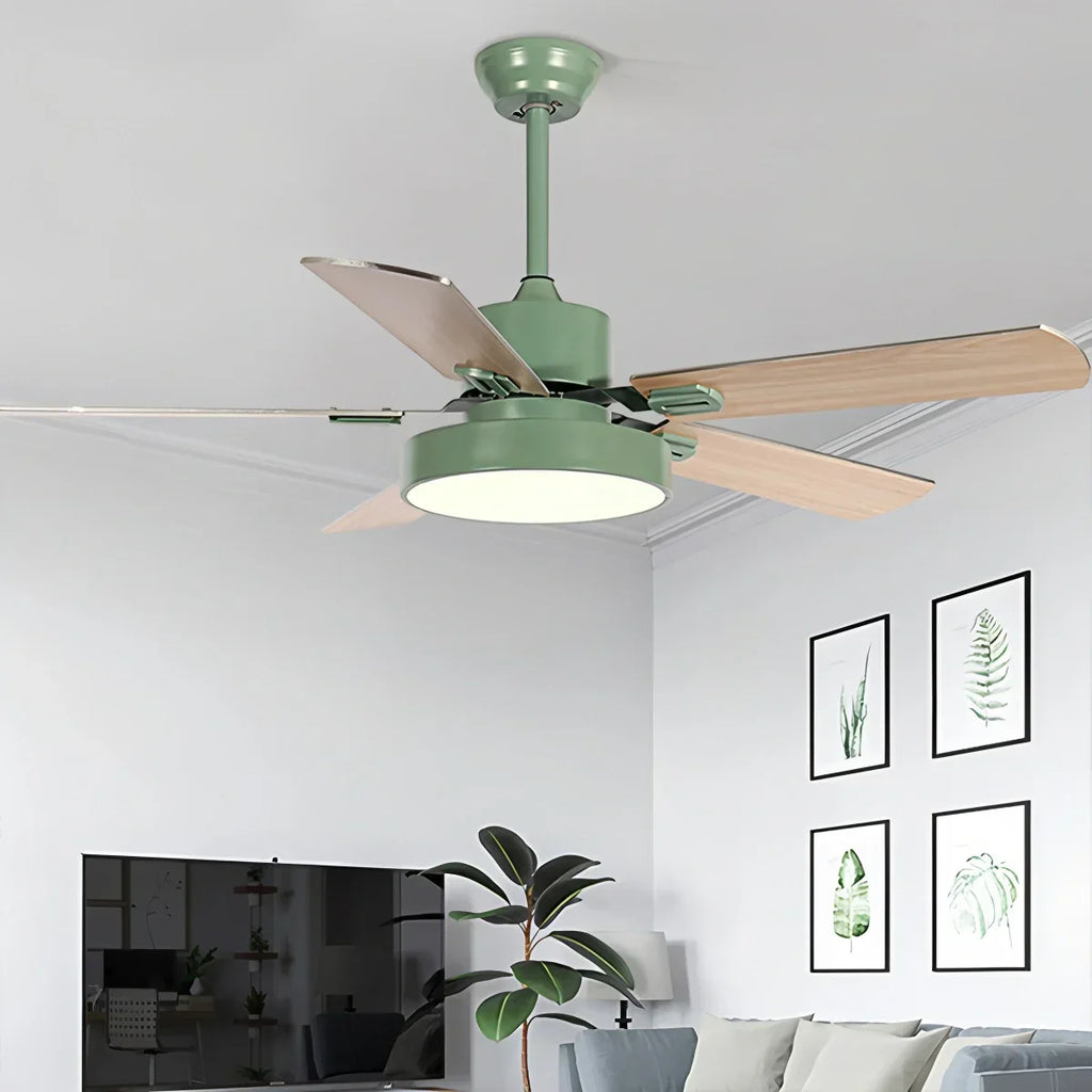 Vintage-Deckenventilator mit 5 Flügeln und Licht fürs Wohnzimmer | Desfino