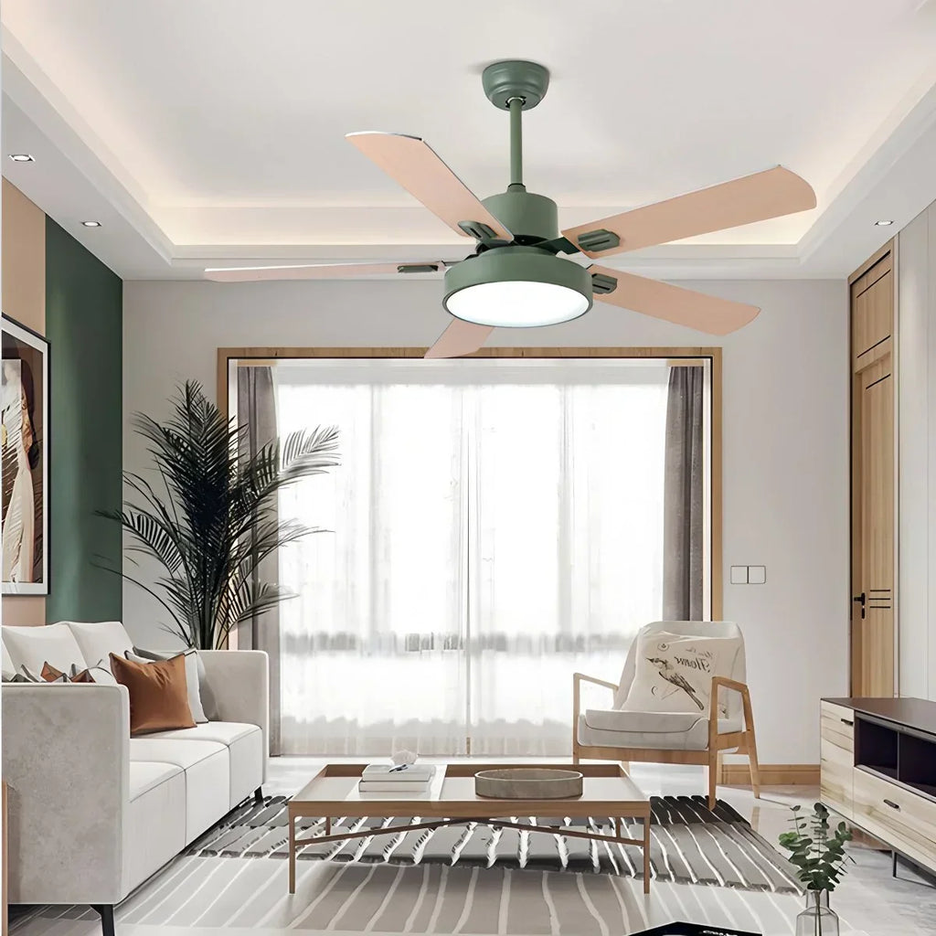 Vintage-Deckenventilator mit 5 Flügeln und Licht fürs Wohnzimmer | Desfino