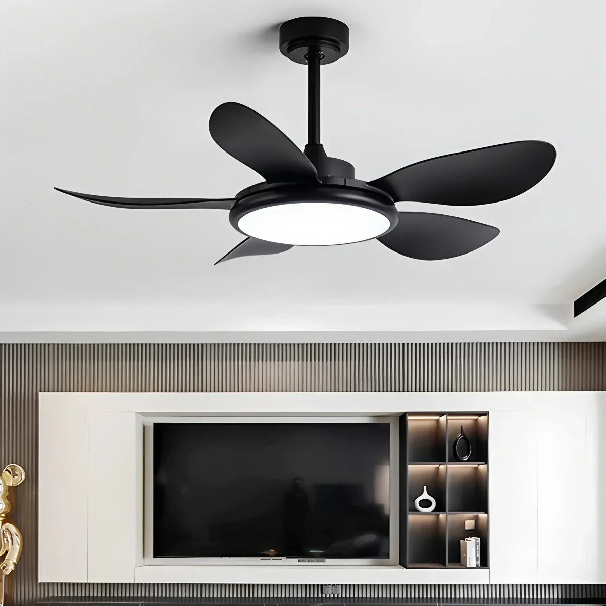 Deckenventilator mit 5 Holzflügeln und Licht fürs Wohnzimmer | Desfino