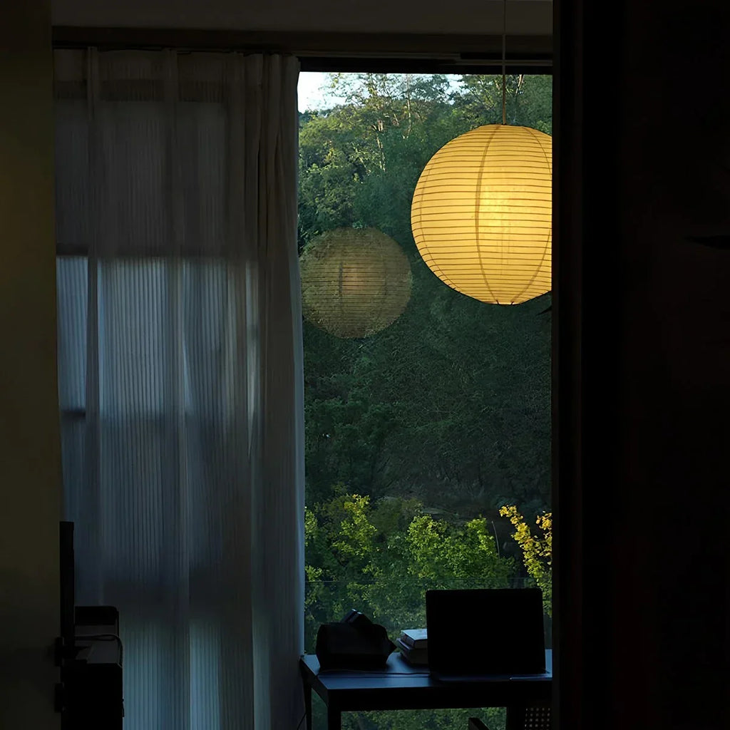 Japanese Style Spherical Paper Pendant Light for Living Room | Desfino