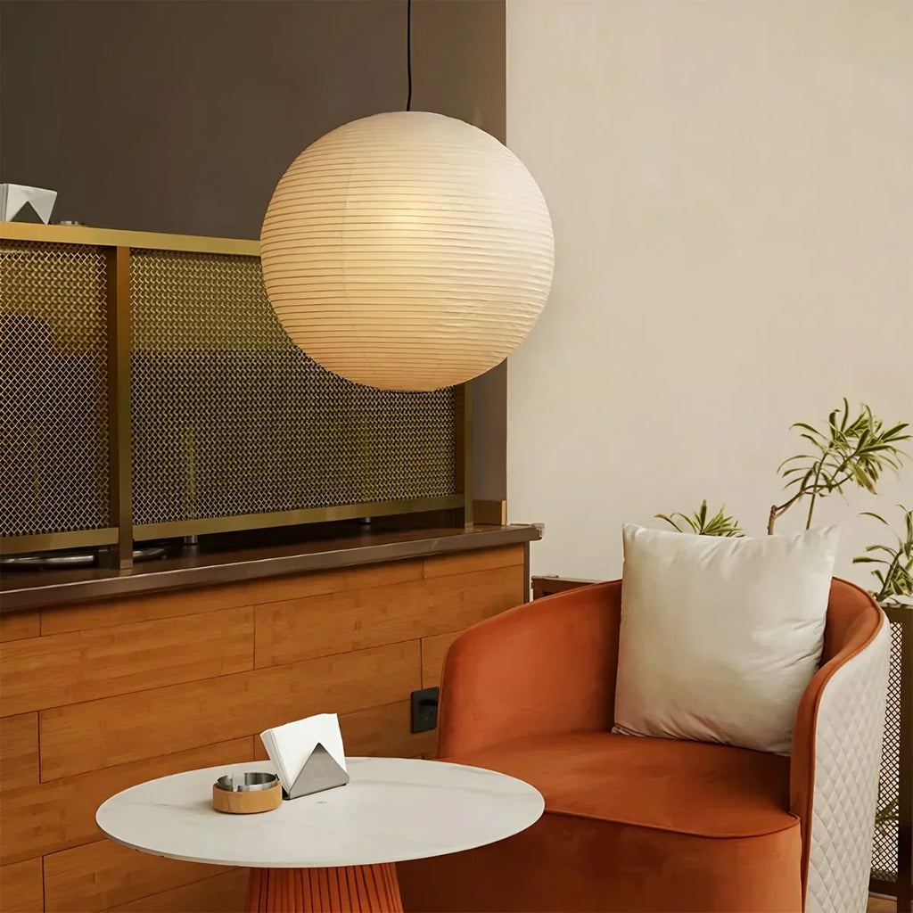 Japanese Style Spherical Paper Pendant Light for Living Room | Desfino