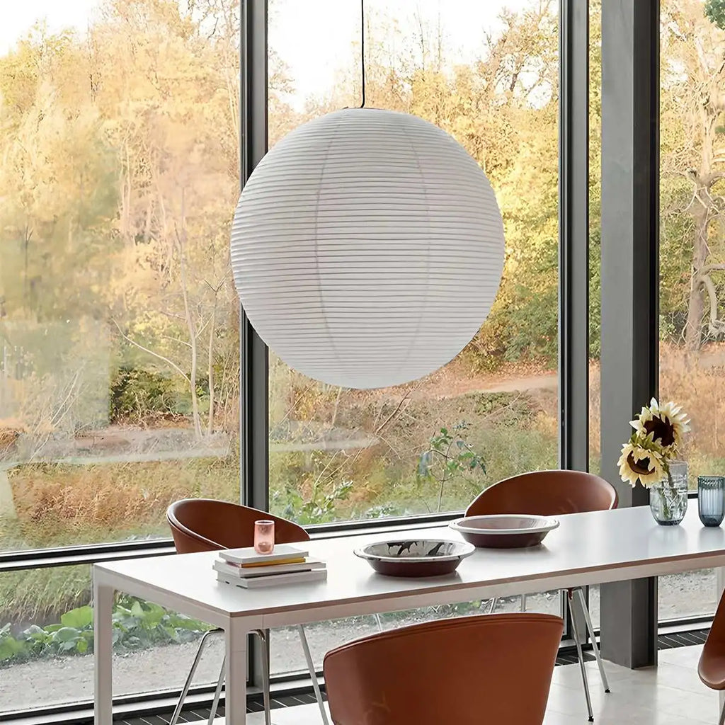 Japanese Style Spherical Paper Pendant Light for Living Room | Desfino