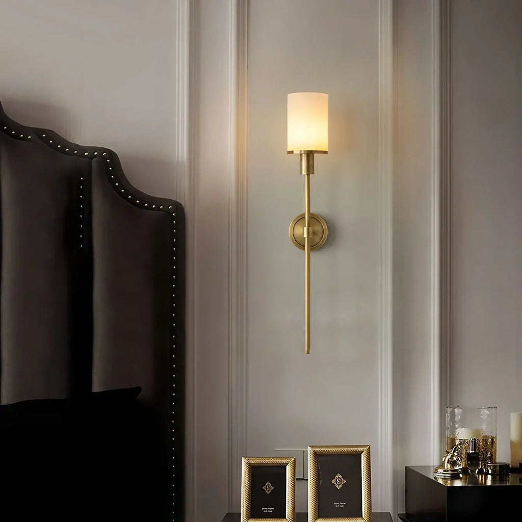 Wandleuchte mit Alabaster-Säulenkerze | Desfino