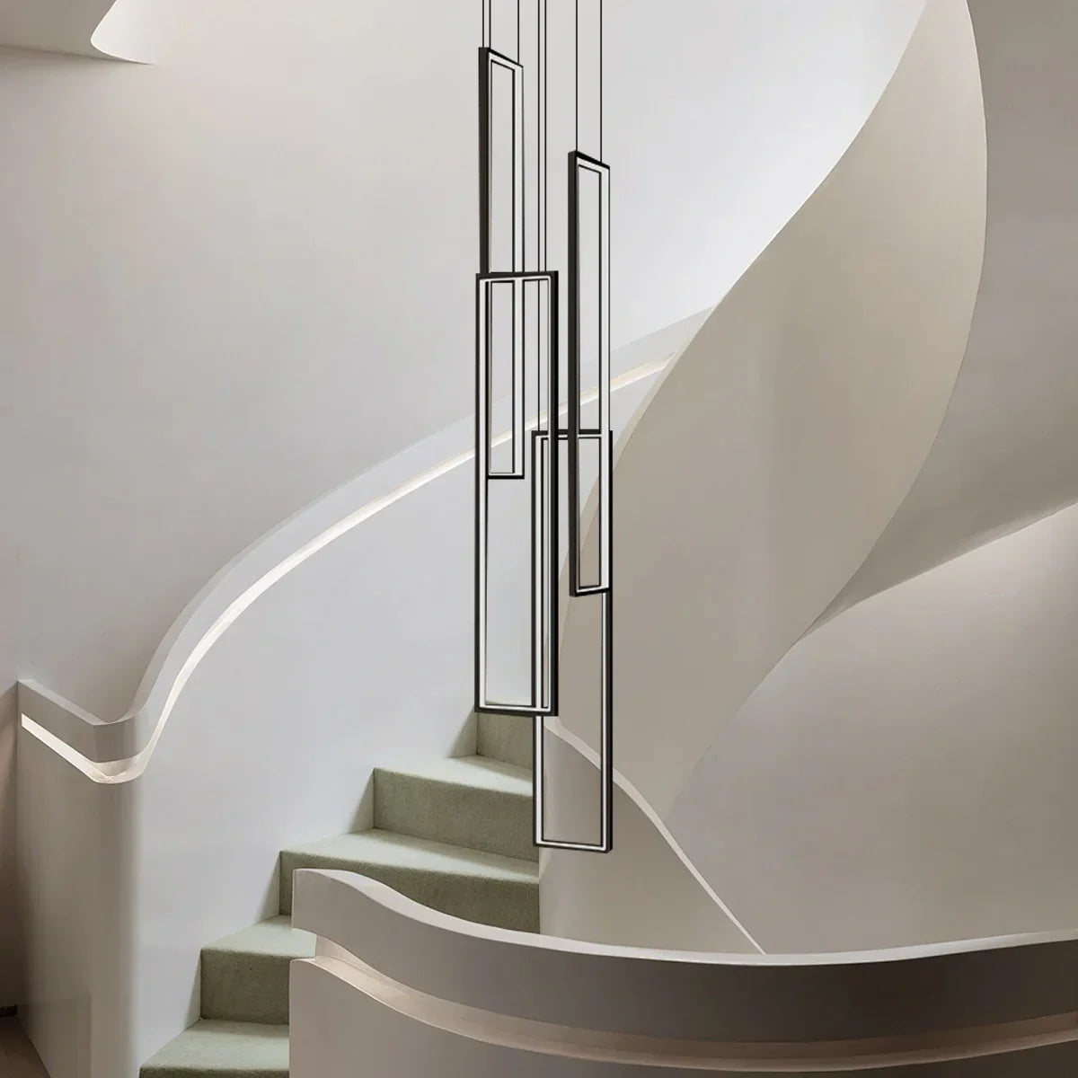 Aldarj Rectangular LED Staircase Chandelier | Desfino