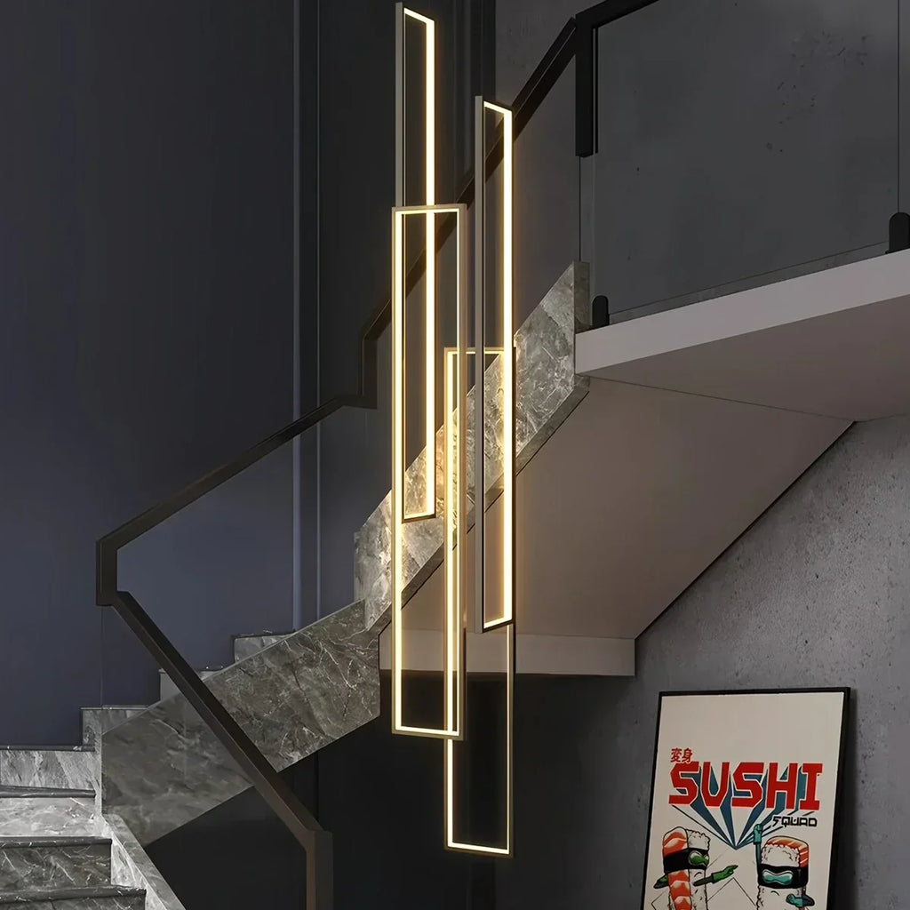 Aldarj Rectangular LED Staircase Chandelier | Desfino