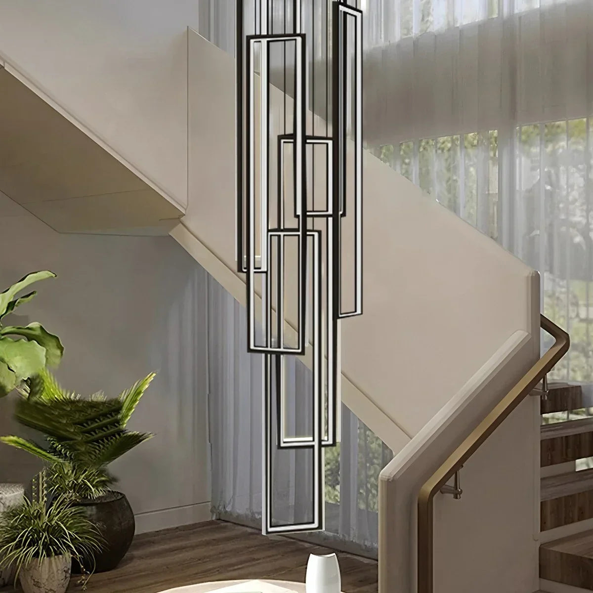 Aldarj Rectangular LED Staircase Chandelier | Desfino