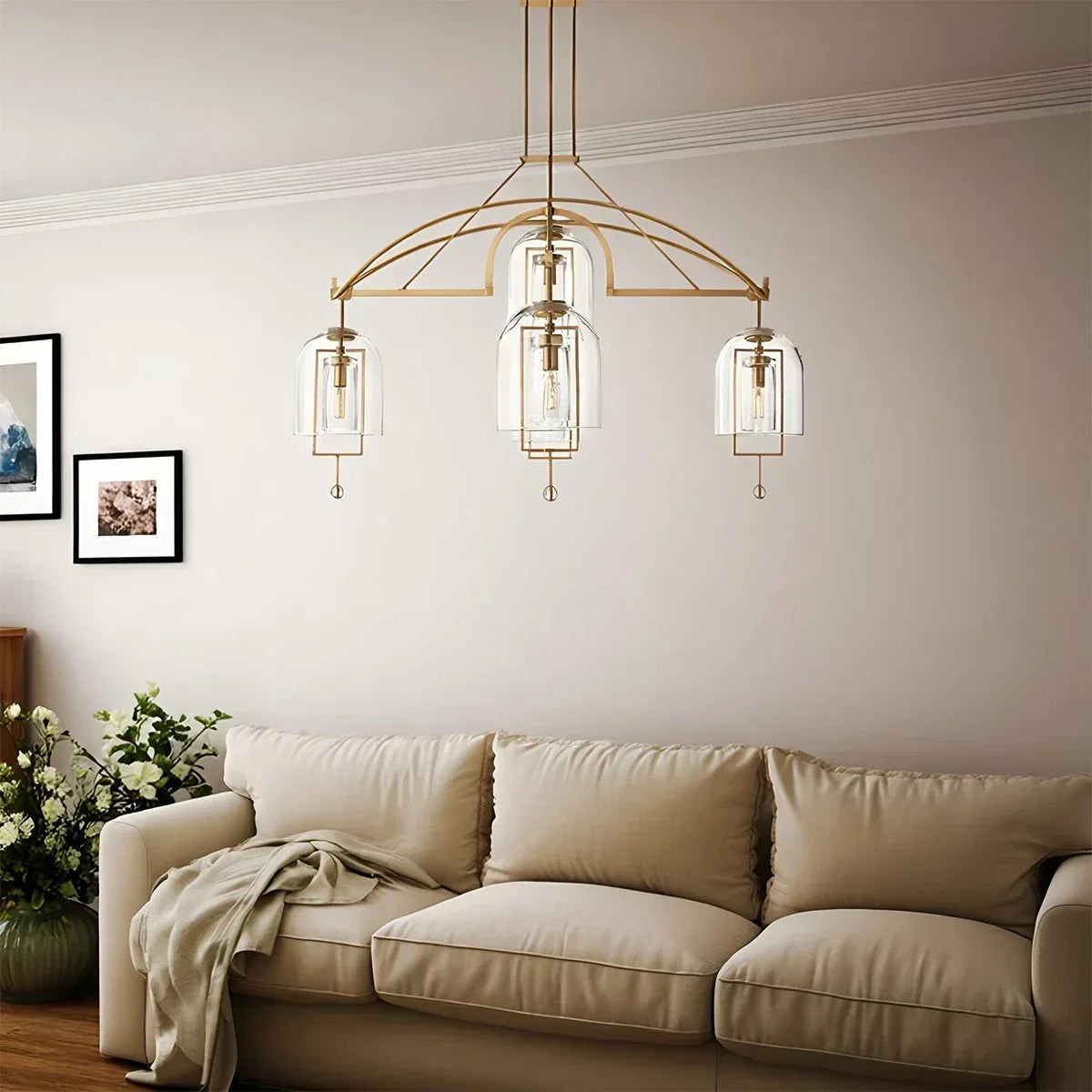 Bell Glass Chandelier for Living Room | Desfino