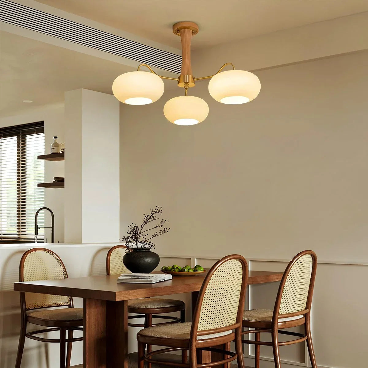 Brass Wooden Persimmon Chandelier | Desfino