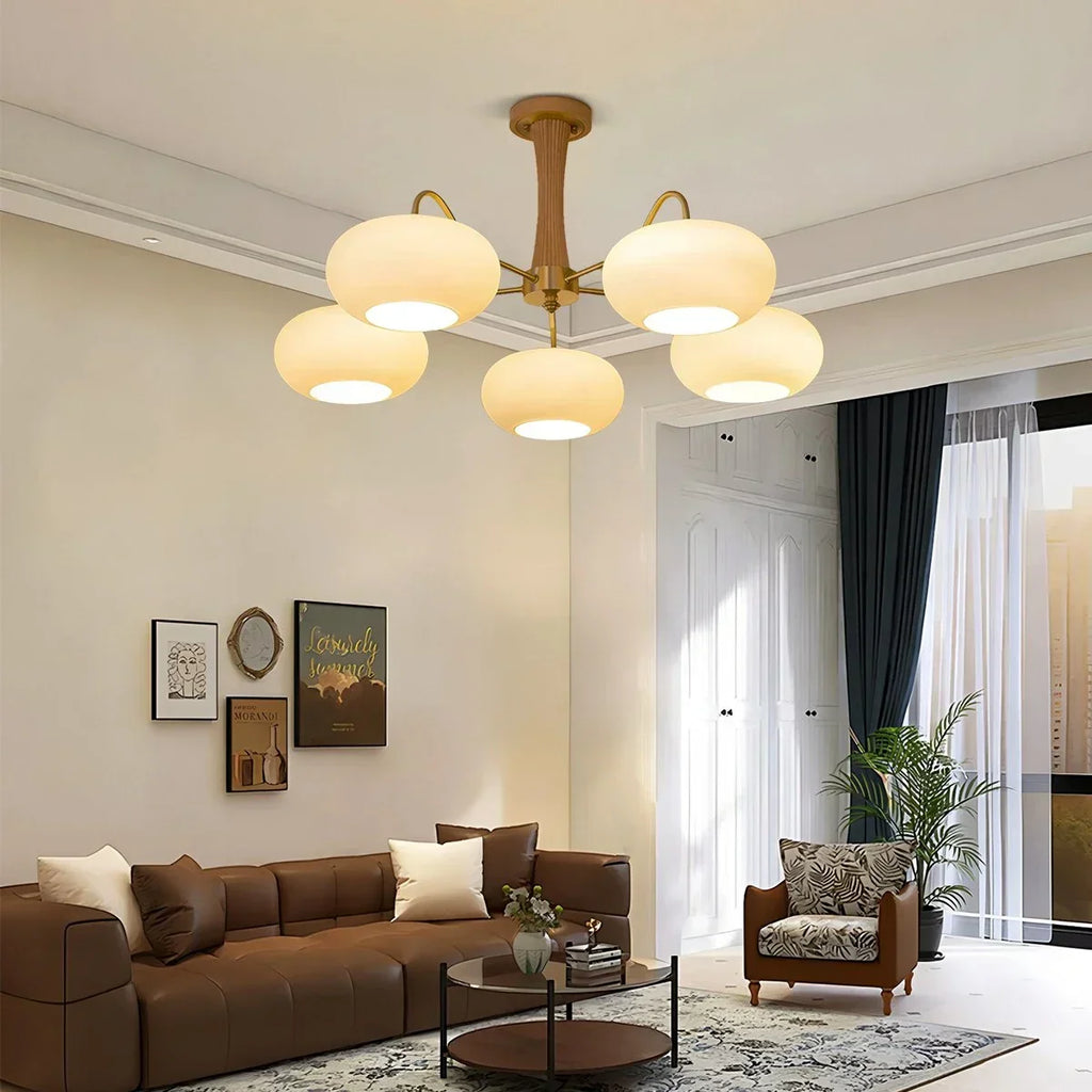 Brass Wooden Persimmon Chandelier | Desfino