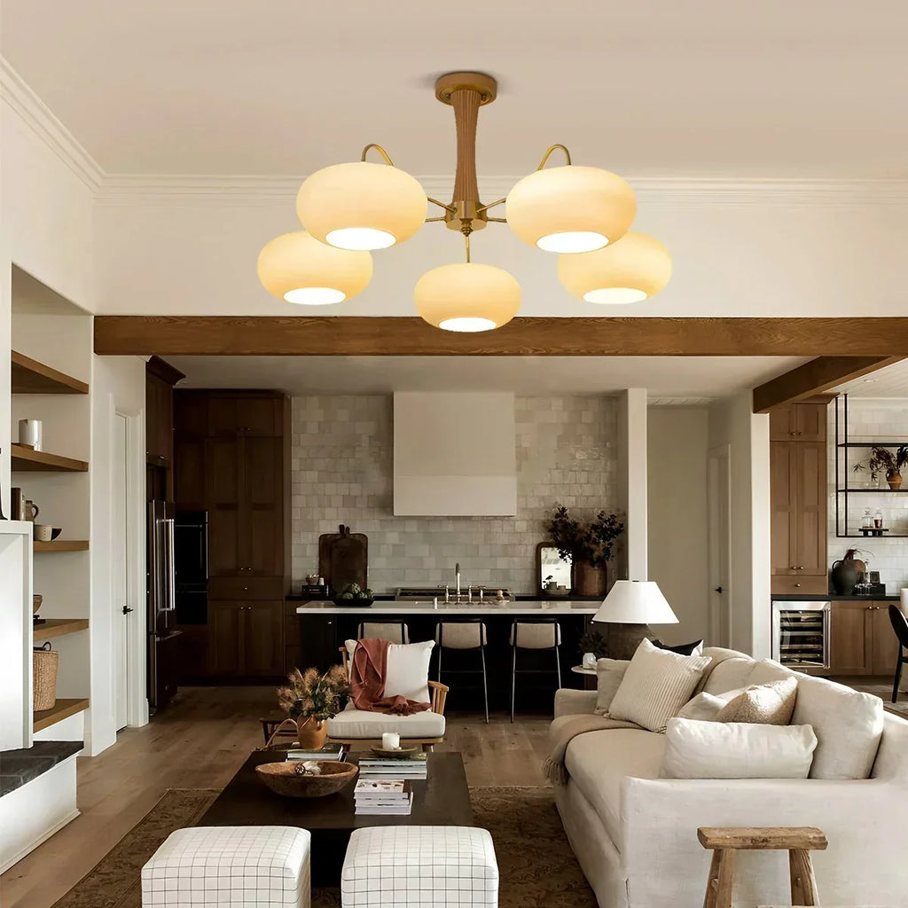 Brass Wooden Persimmon Chandelier | Desfino