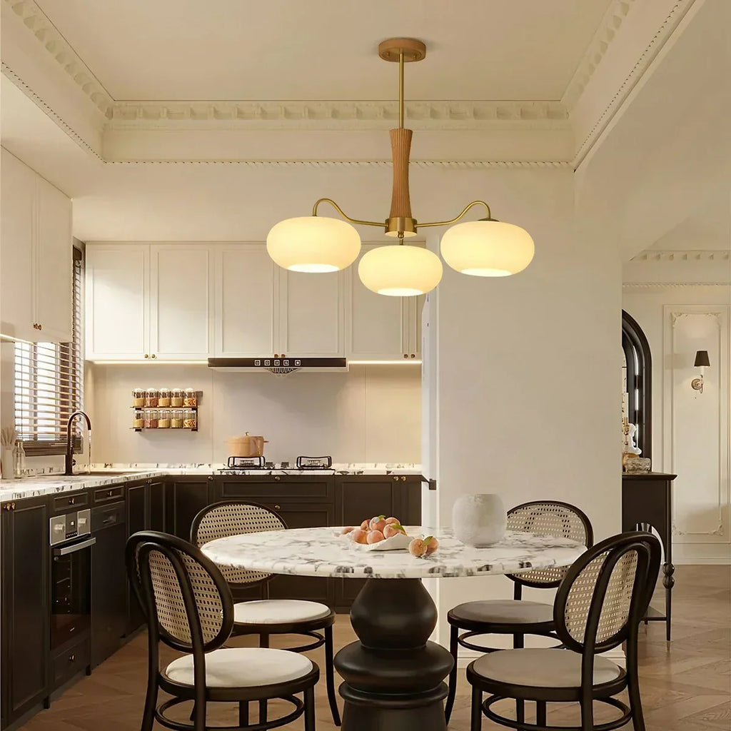 Brass Wooden Persimmon Chandelier | Desfino