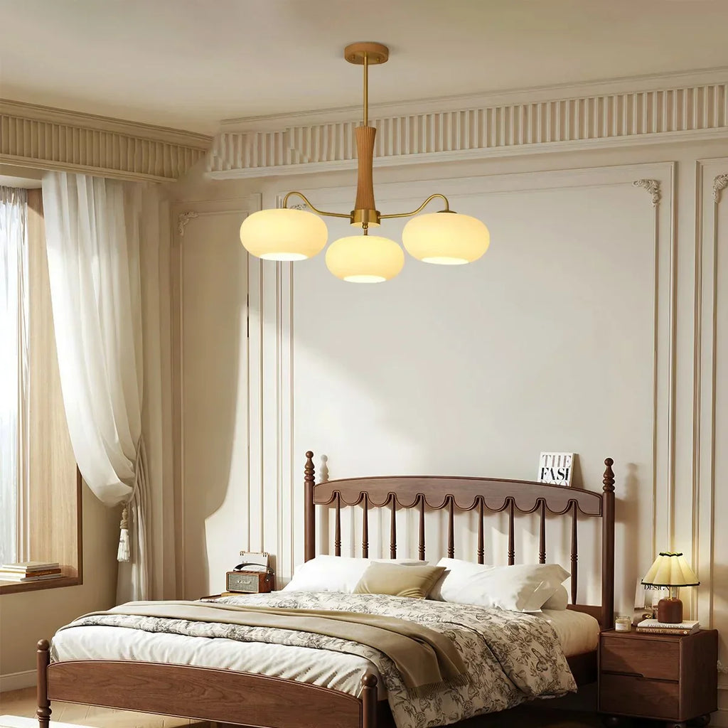Brass Wooden Persimmon Chandelier | Desfino