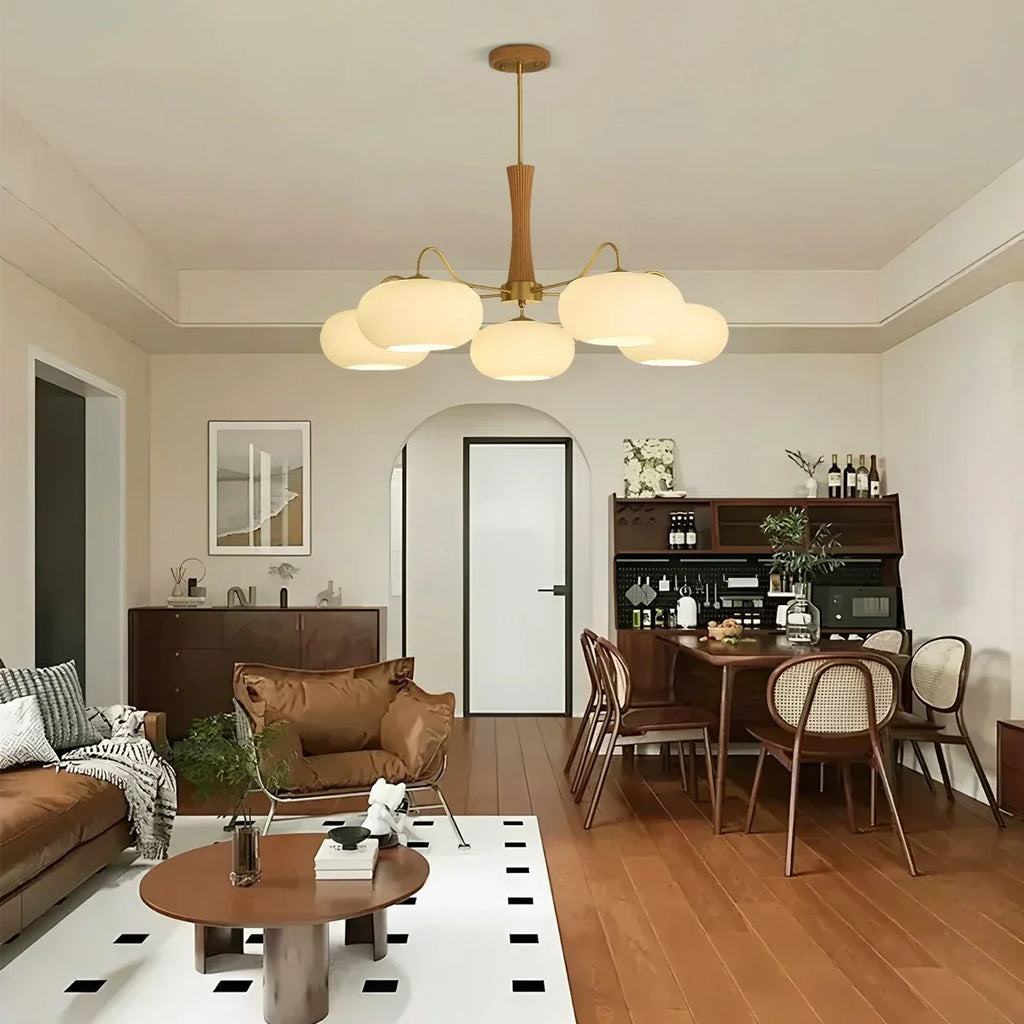 Brass Wooden Persimmon Chandelier | Desfino