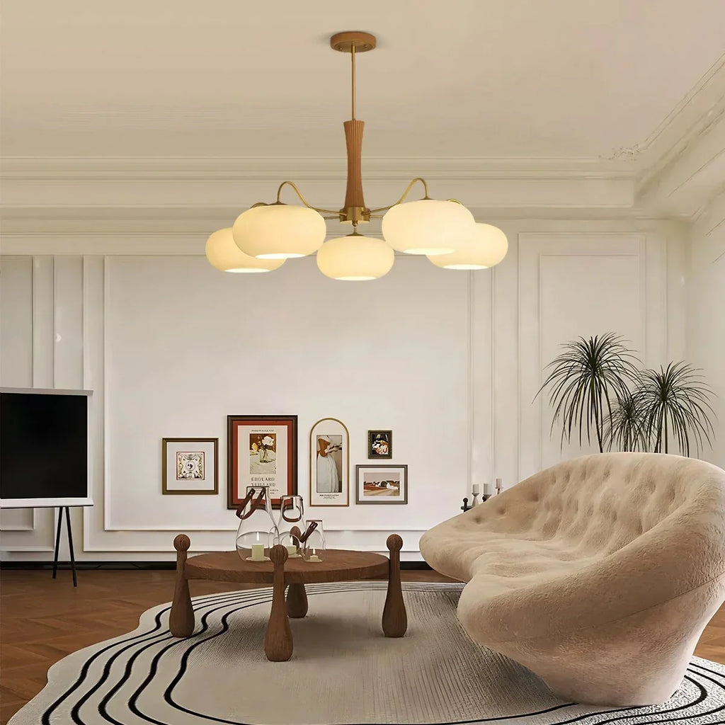 Brass Wooden Persimmon Chandelier | Desfino