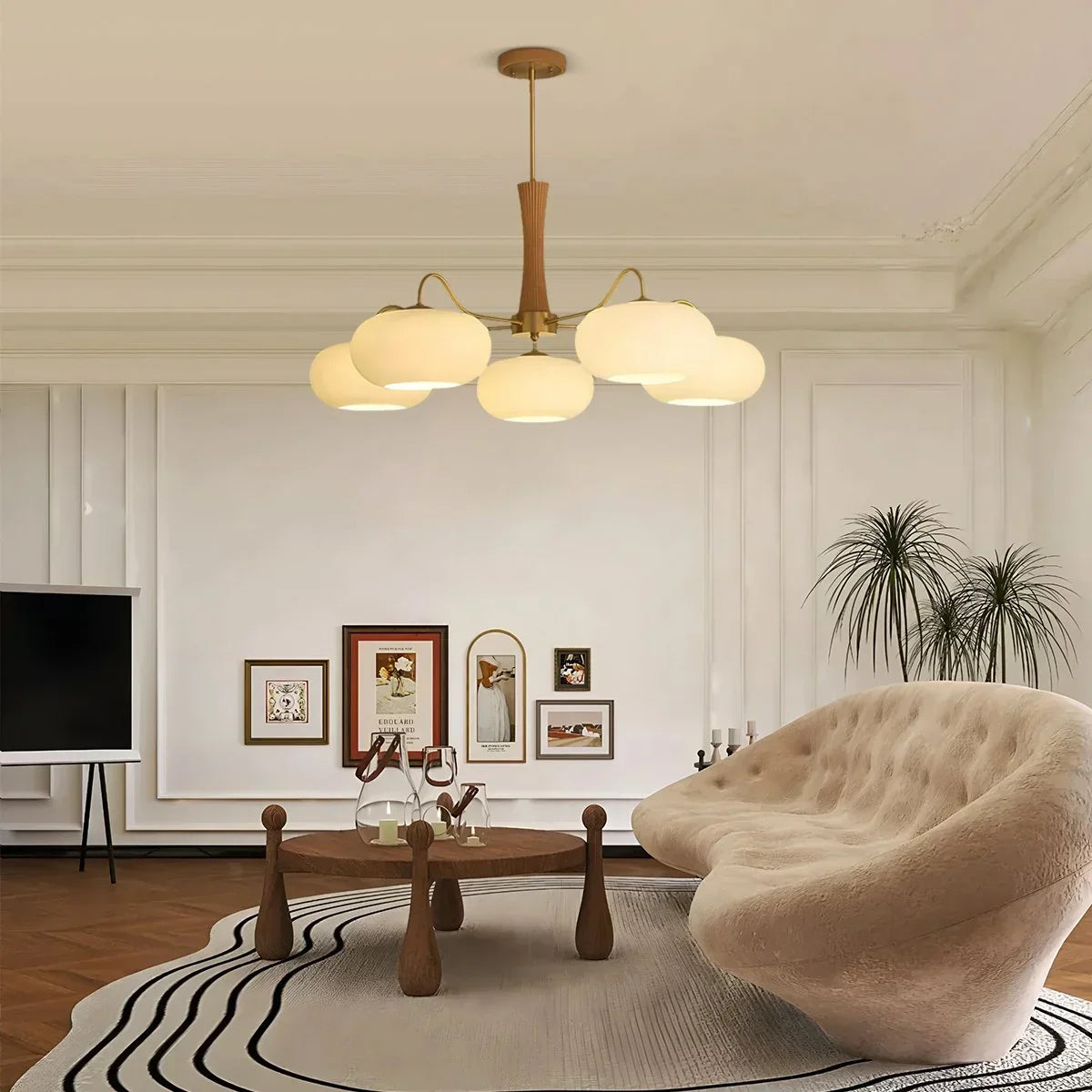 Brass Wooden Persimmon Chandelier | Desfino