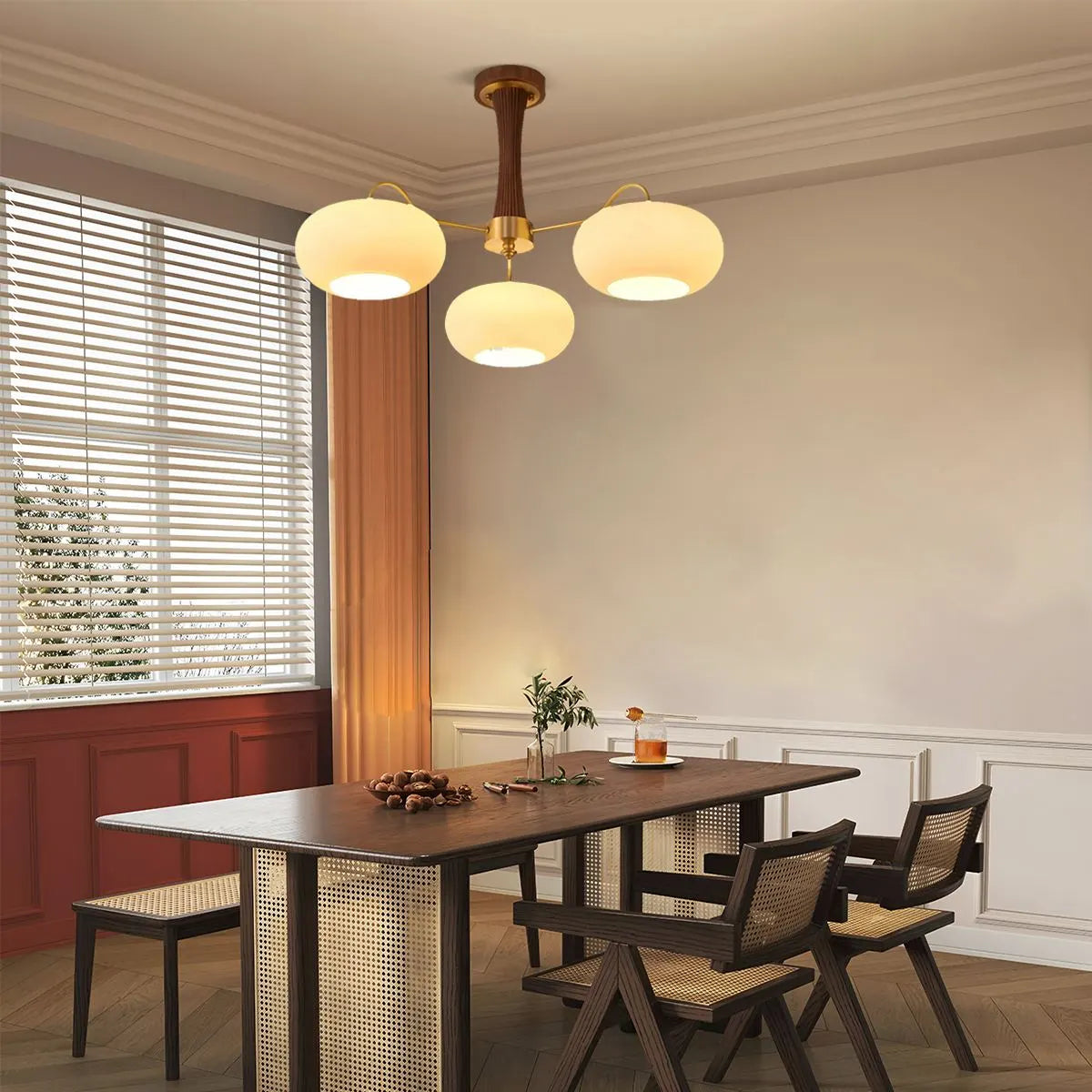 Brass Wooden Persimmon Chandelier | Desfino