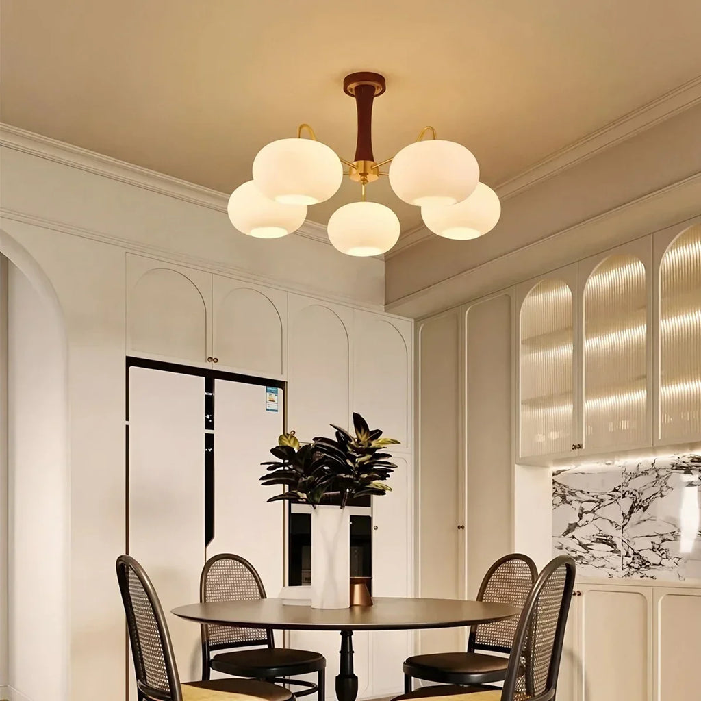 Brass Wooden Persimmon Chandelier | Desfino