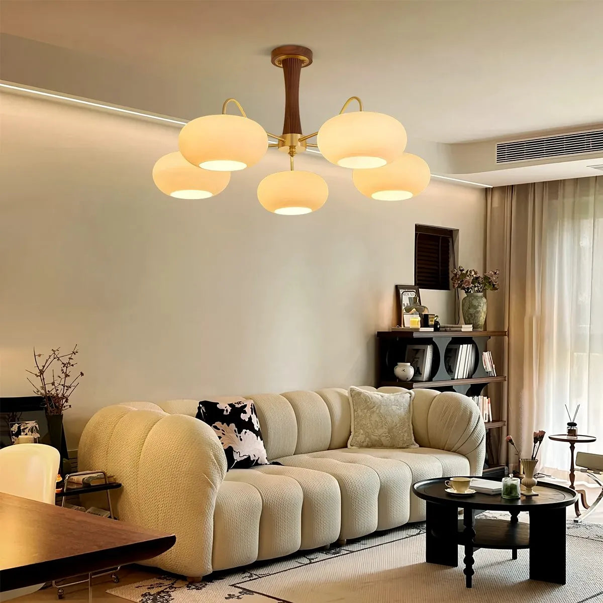 Brass Wooden Persimmon Chandelier | Desfino