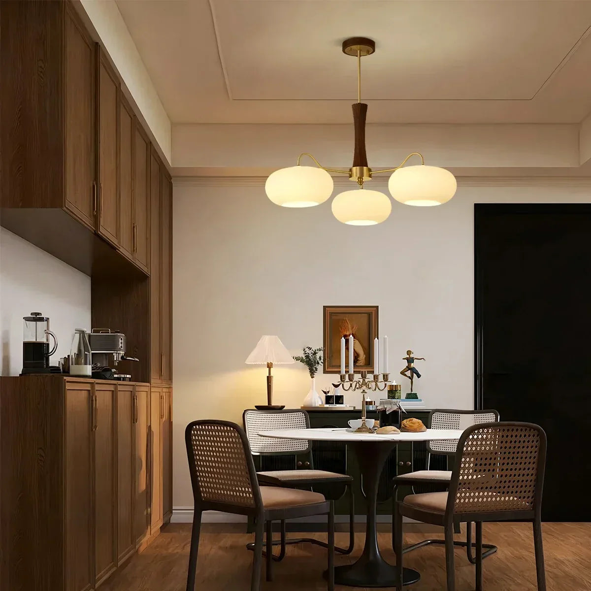 Brass Wooden Persimmon Chandelier | Desfino