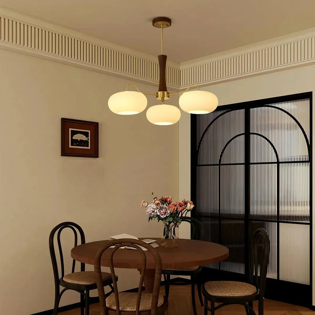 Brass Wooden Persimmon Chandelier | Desfino