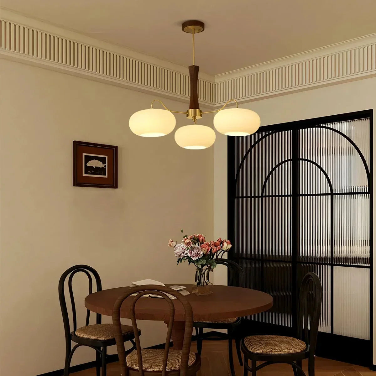 Brass Wooden Persimmon Chandelier | Desfino