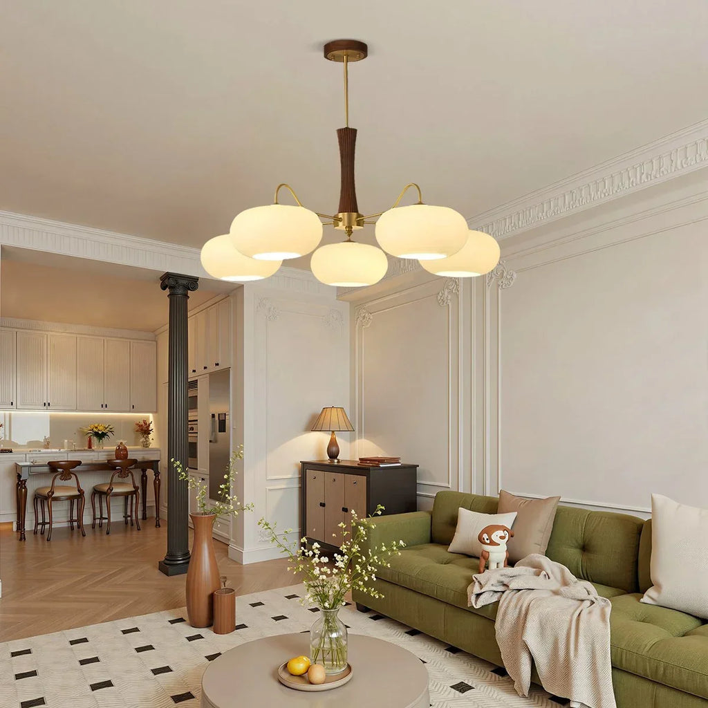 Brass Wooden Persimmon Chandelier | Desfino
