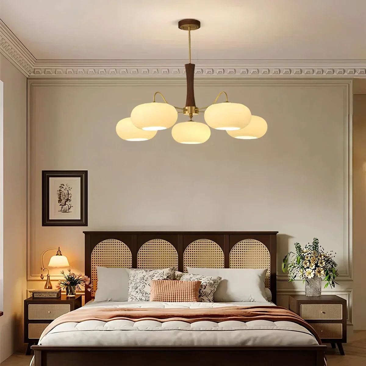 Brass Wooden Persimmon Chandelier | Desfino