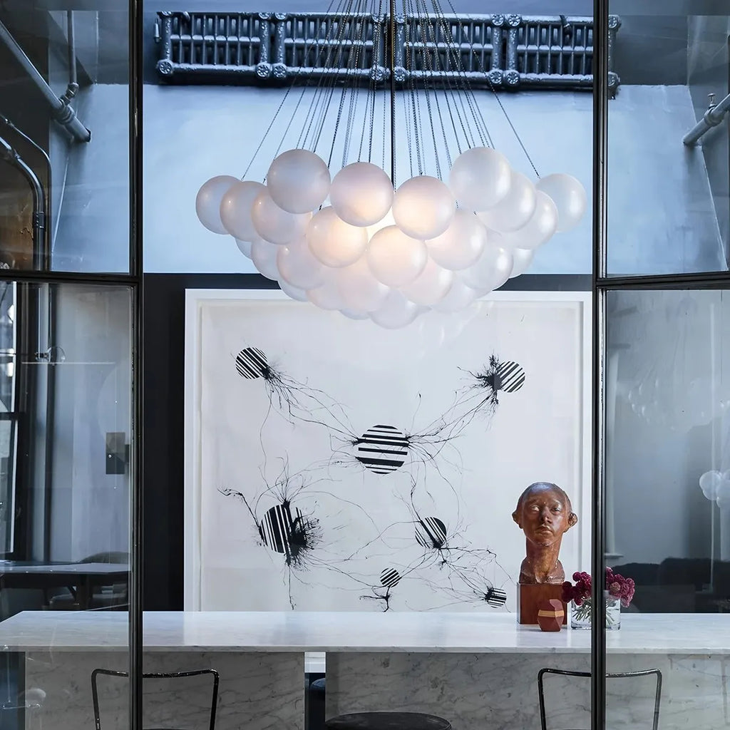 Moderner Kronleuchter aus Bubble-Glas für das Wohnzimmer | Desfino