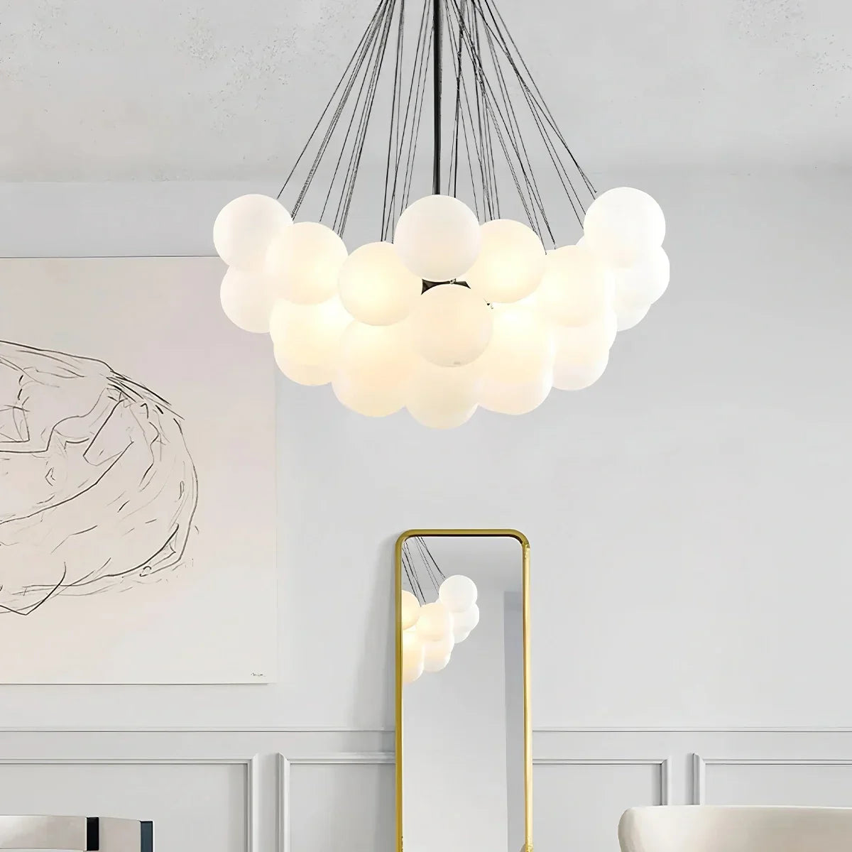 Moderner Kronleuchter aus Bubble-Glas für das Wohnzimmer | Desfino