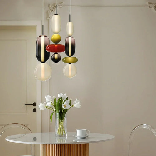 Kandierte Glas-Pendelleuchte fürs Schlafzimmer von Desfino
