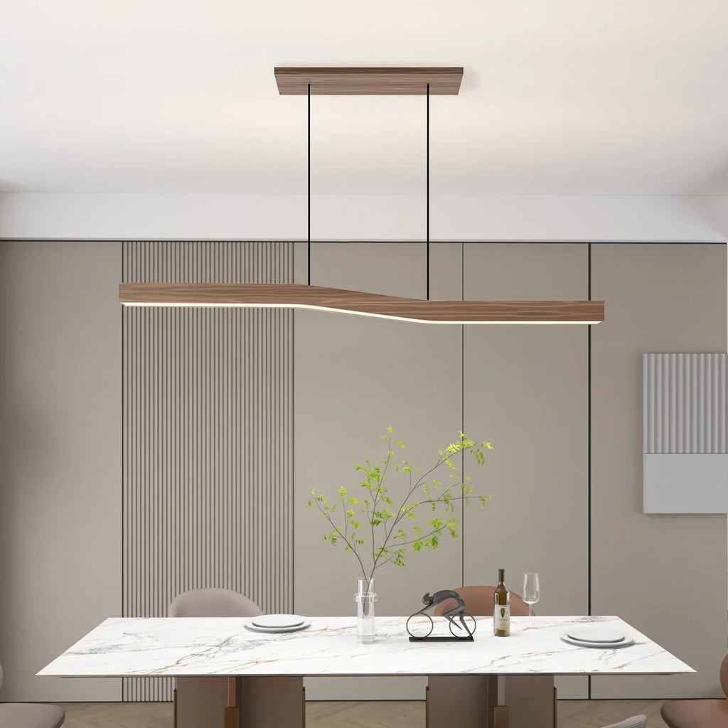 Woodgrain Linear Pendant Light for Kitchen | Desfino