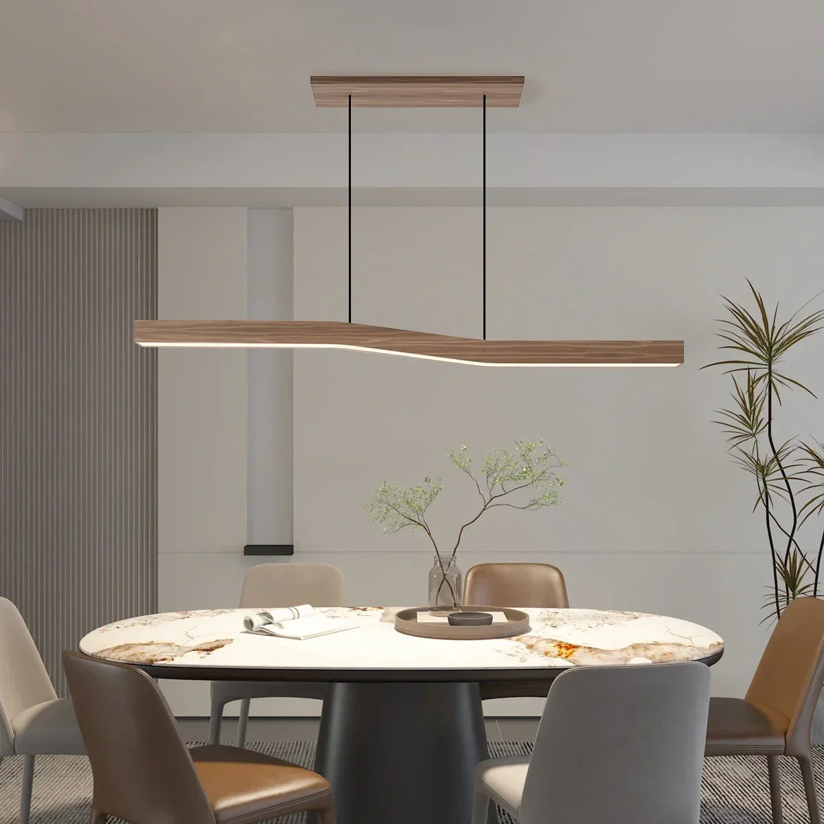 Woodgrain Linear Pendant Light for Kitchen | Desfino