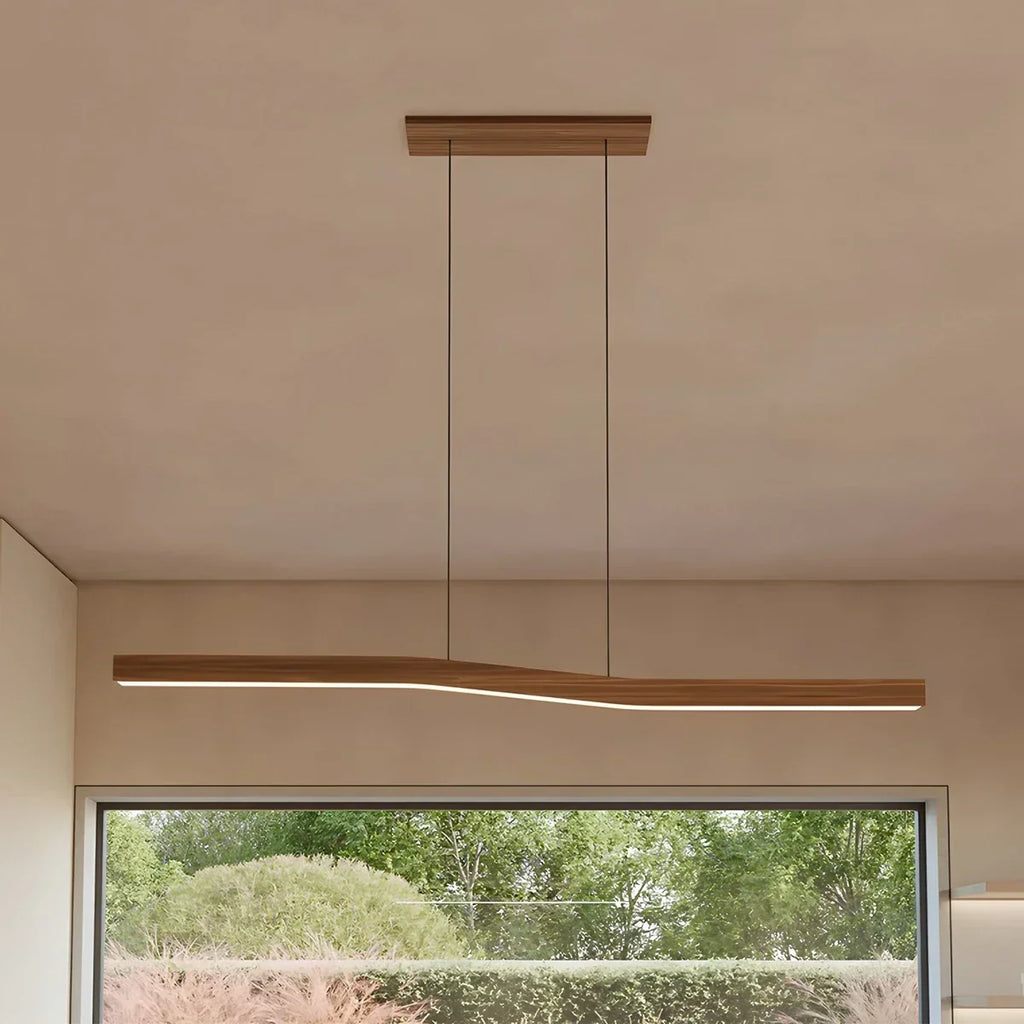 Woodgrain Linear Pendant Light for Kitchen | Desfino