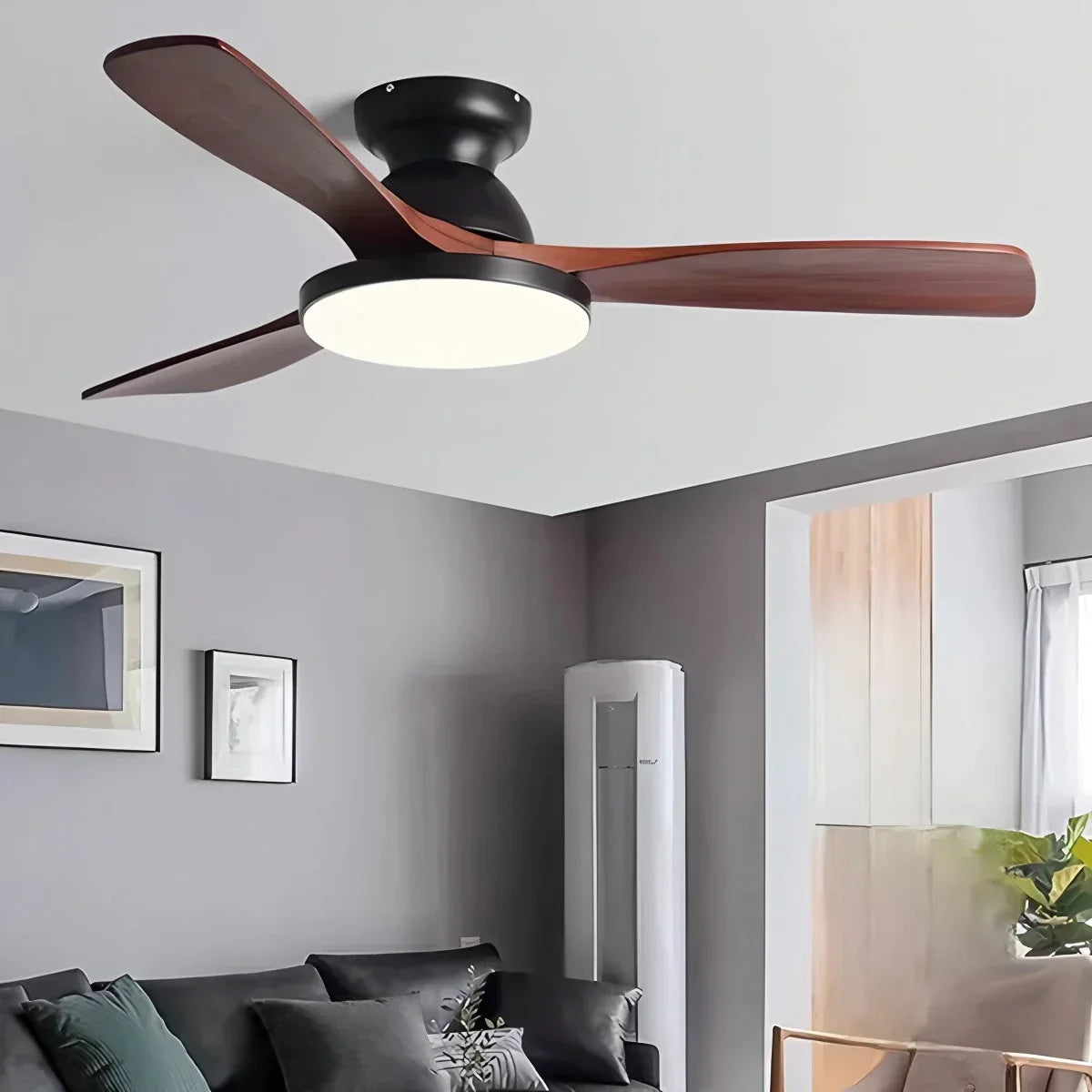 Vintage 3-leaf Wood Ceiling Fan Lamp | Desfino