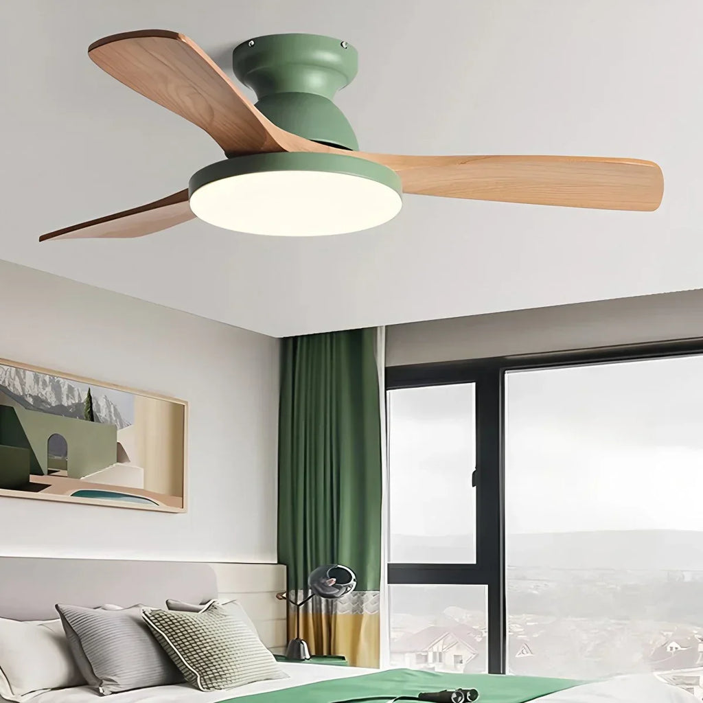 Vintage 3-leaf Wood Ceiling Fan Lamp | Desfino