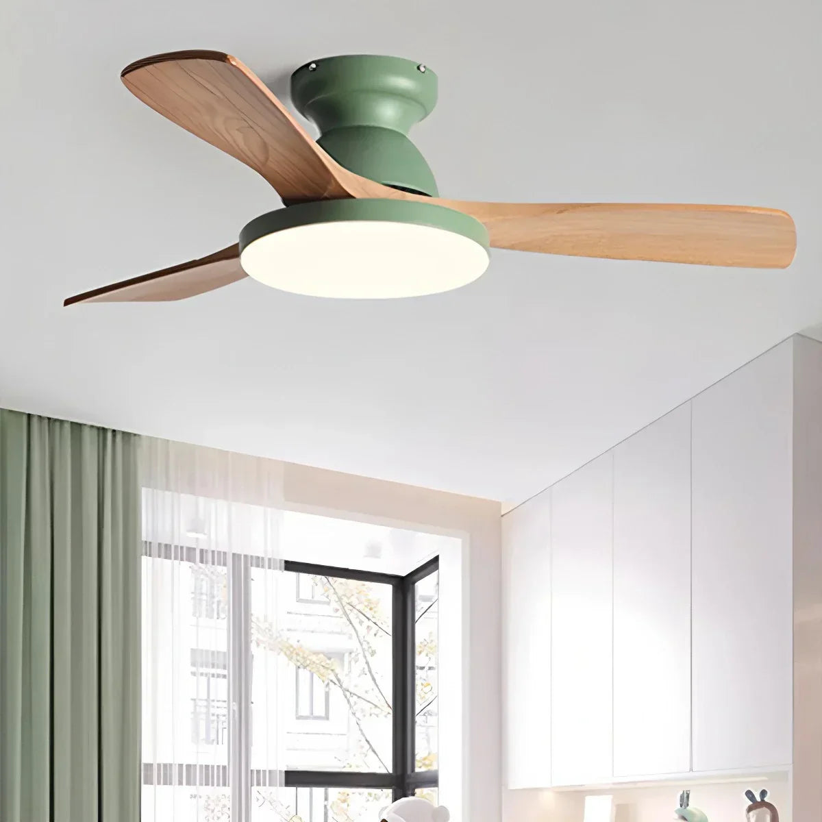 Vintage 3-leaf Wood Ceiling Fan Lamp | Desfino